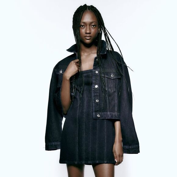 Zara Denim Corset Dress New - Picture 2 of 7